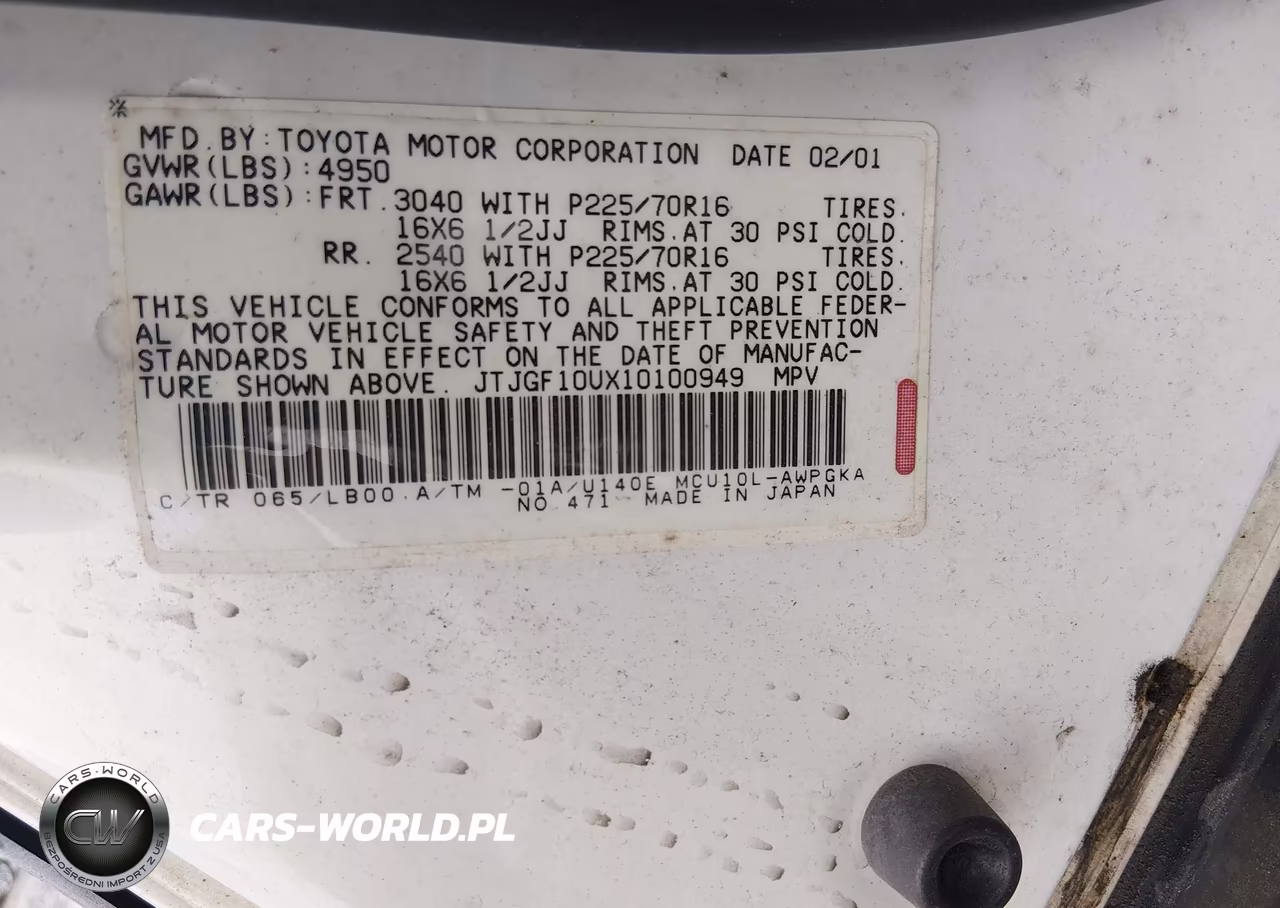2001 Lexus Rx 300 VIN:JTJGF10UX10100949 - 9