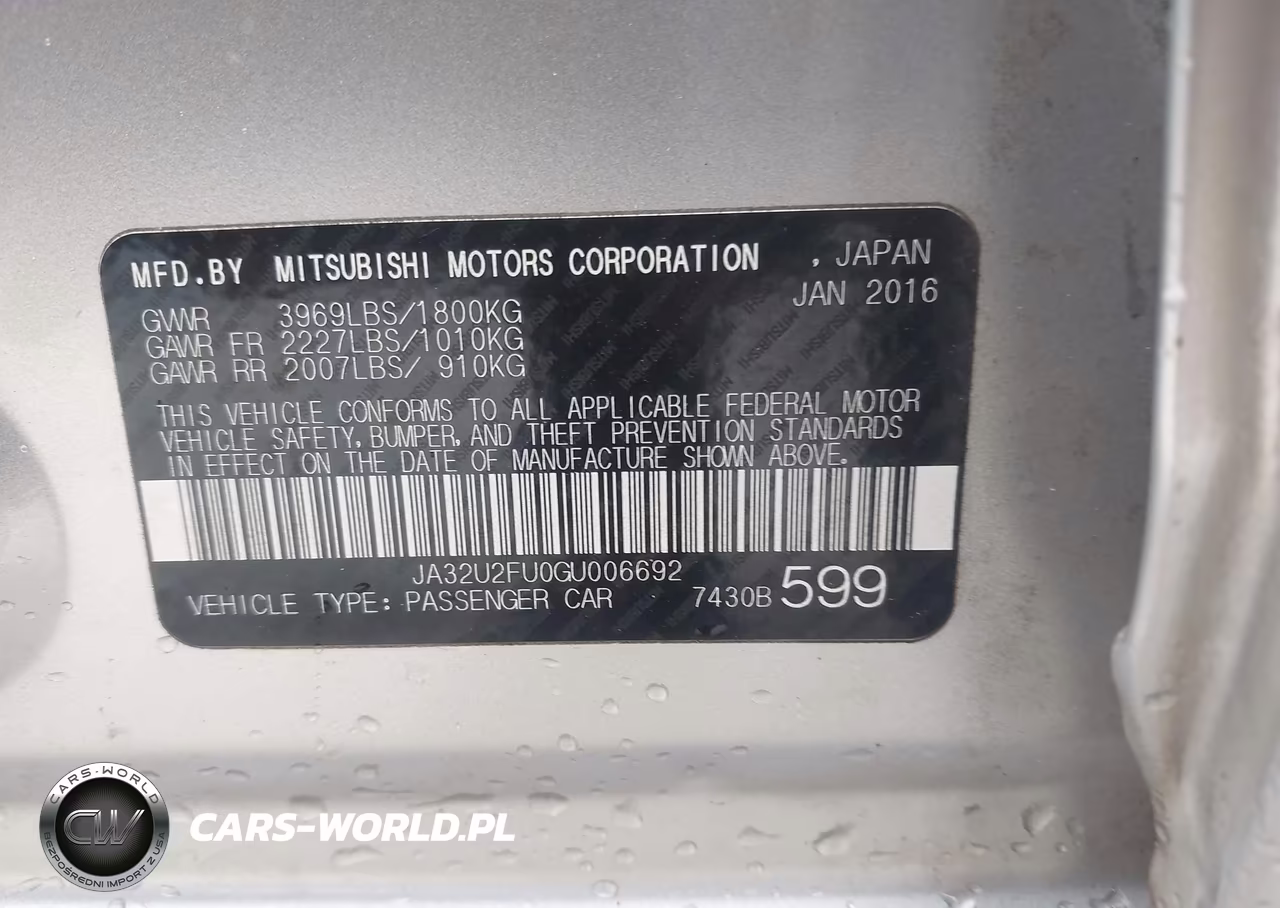 2016 Mitsubishi Lancer Es VIN:JA32U2FU0GU006692 - 9