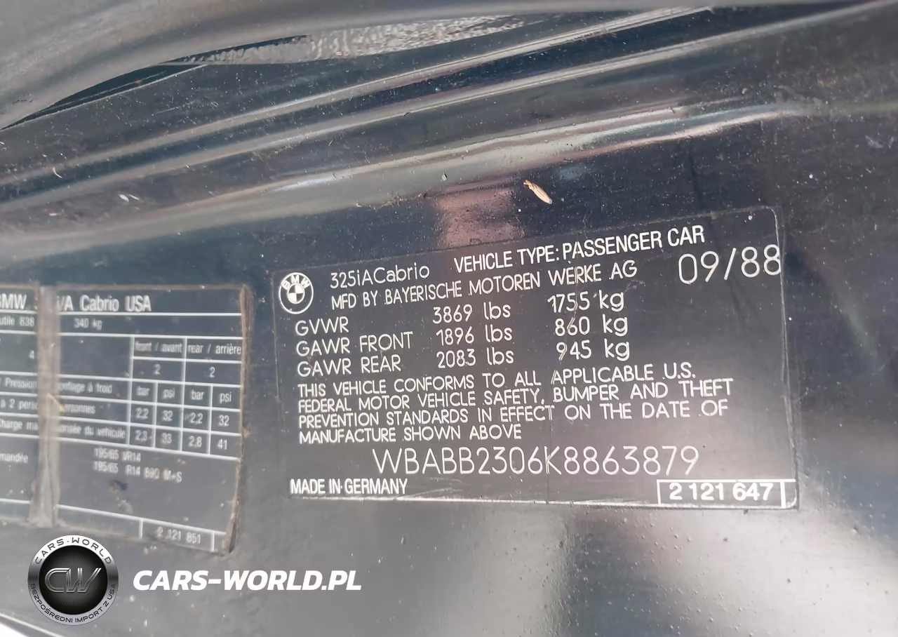 1989 BMW 325 I Automatic VIN:WBABB2306K8863879 - 9