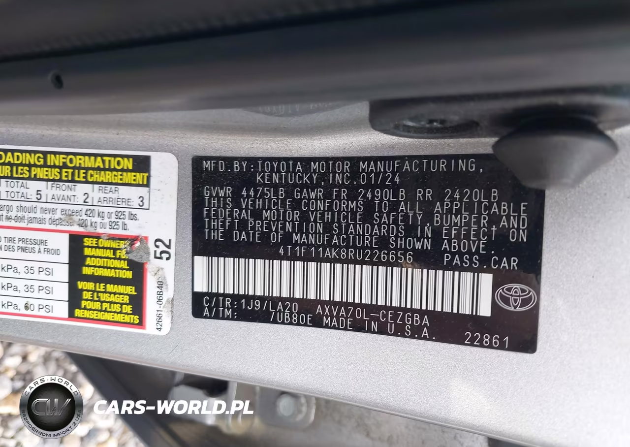 2024 Toyota Camry Xle VIN:4T1F11AK8RU226656 - 9