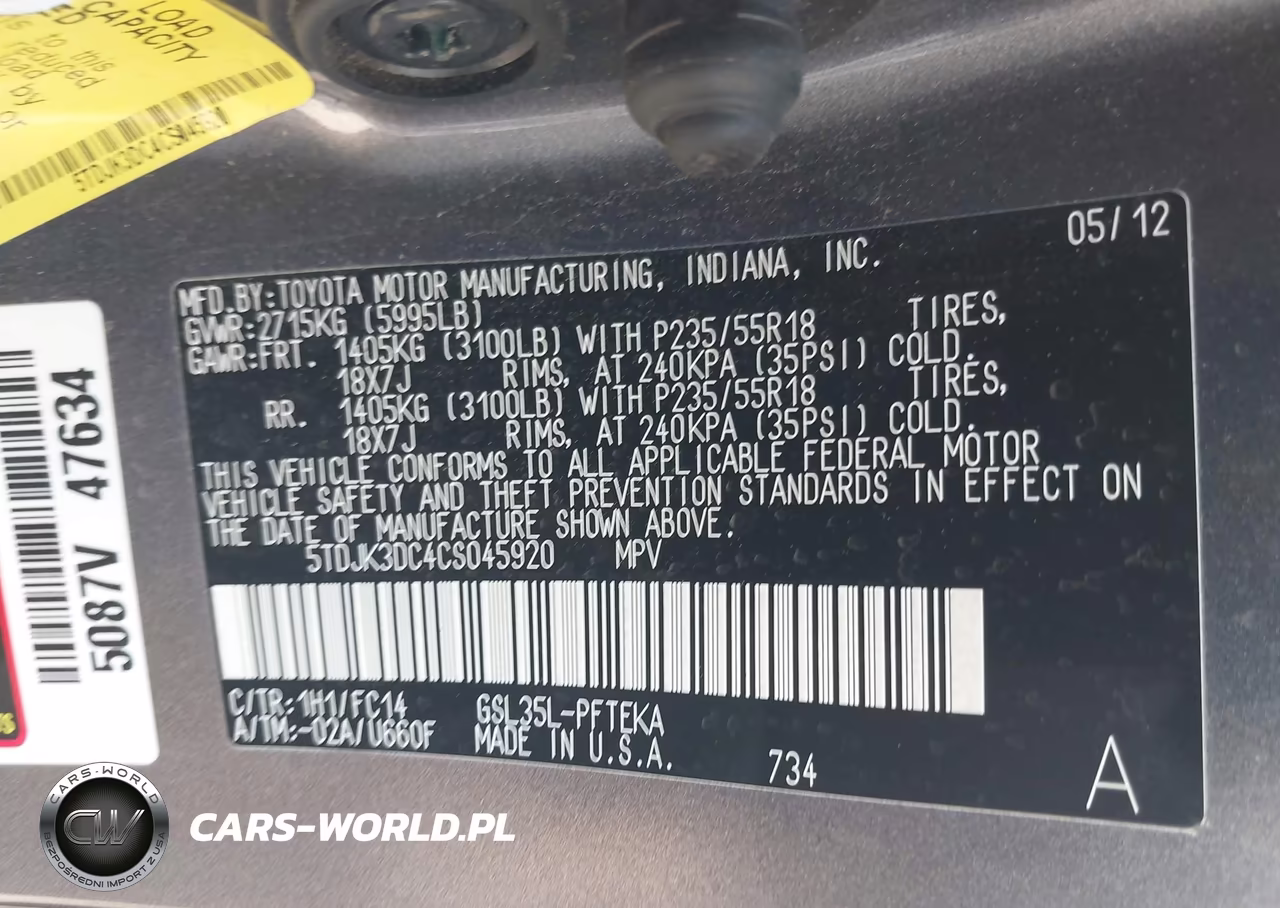 2012 Toyota Sienna Le 7 Passenger VIN:5TDJK3DC4CS045920 - 9