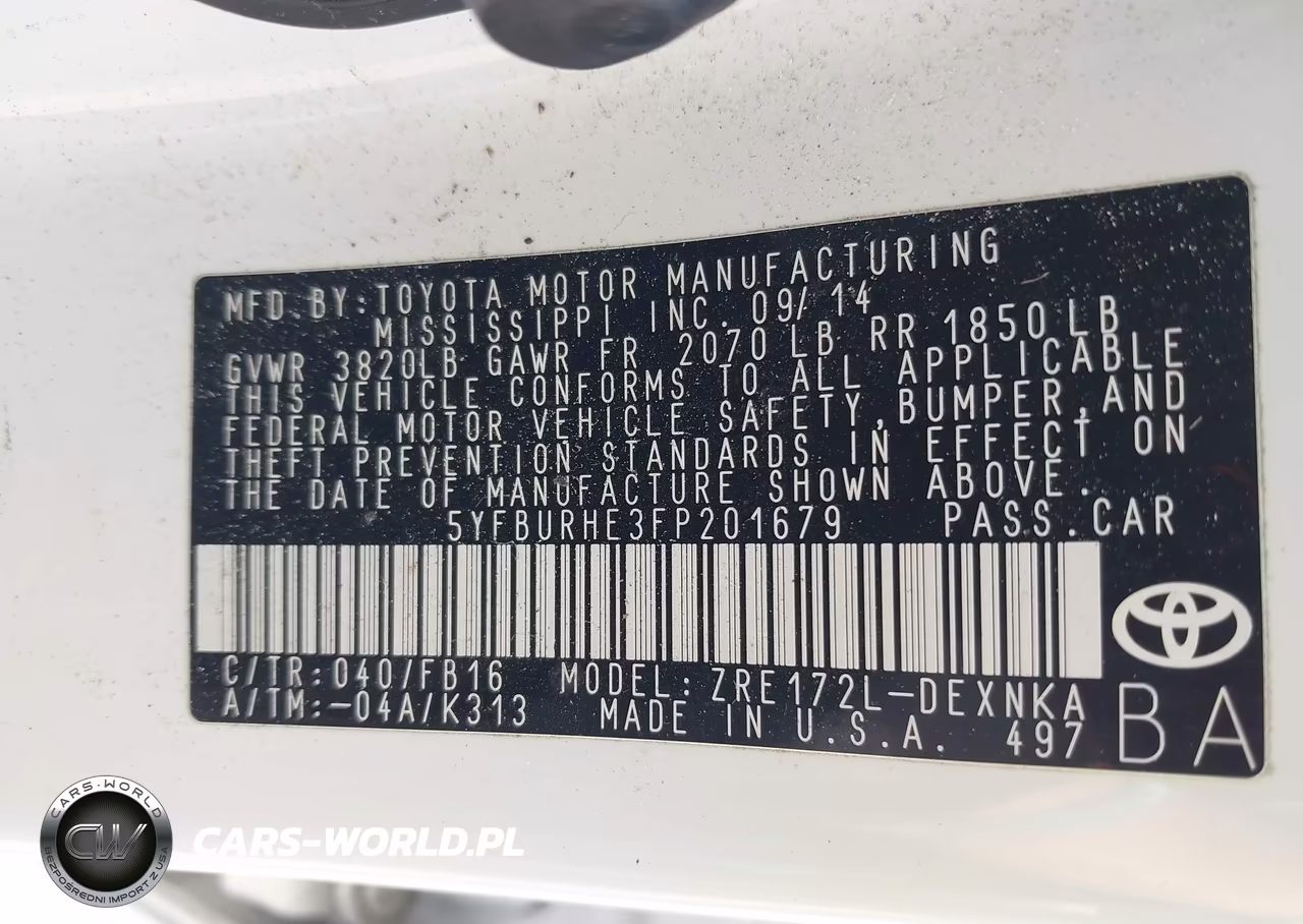 2015 Toyota Corolla Le Plus VIN:5YFBURHE3FP201679 - 9