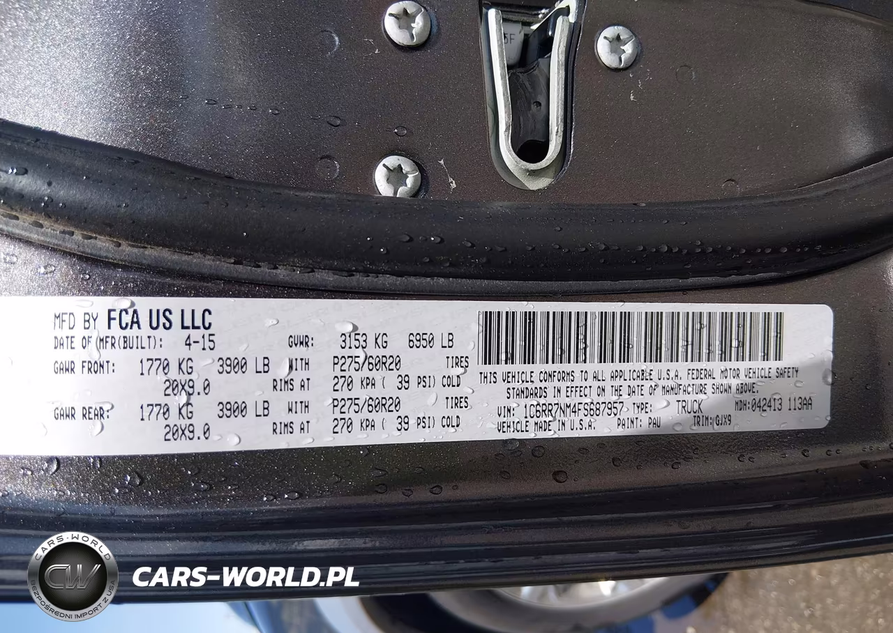 2015 Ram 1500 Laramie VIN:1C6RR7NM4FS687957 - 9
