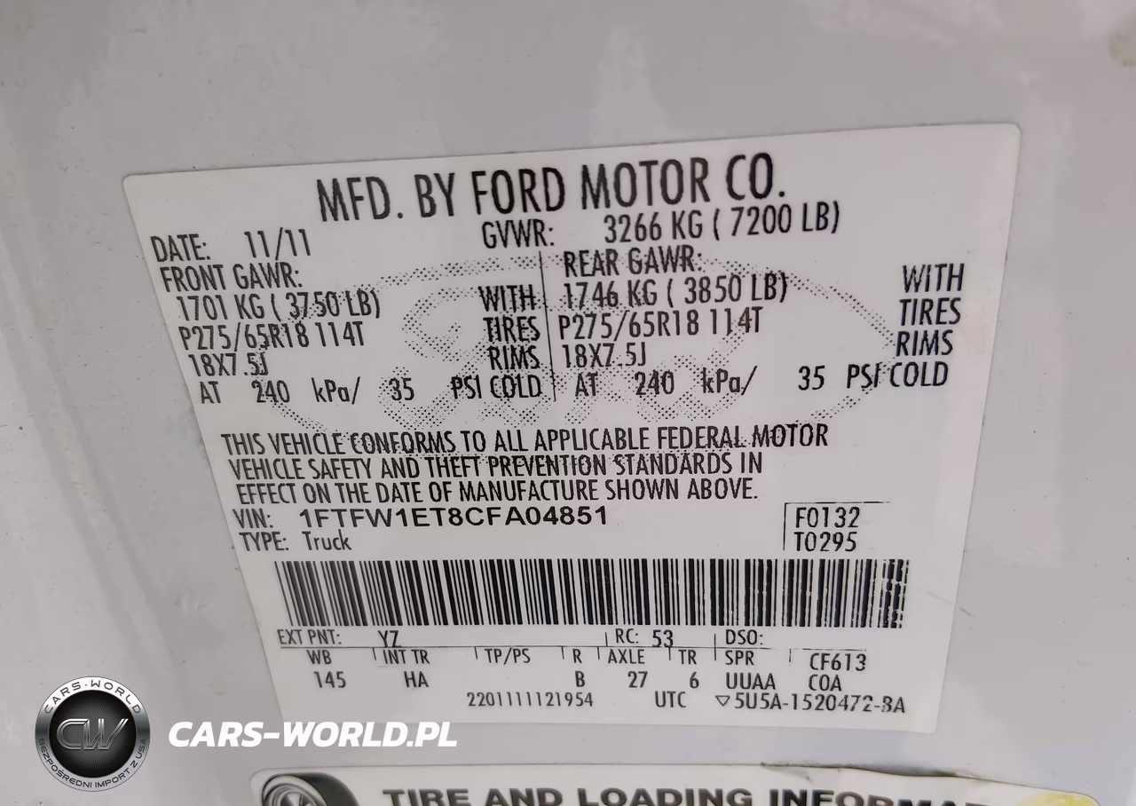 2012 Ford F-150 Lariat VIN:1FTFW1ET8CFA04851 - 9