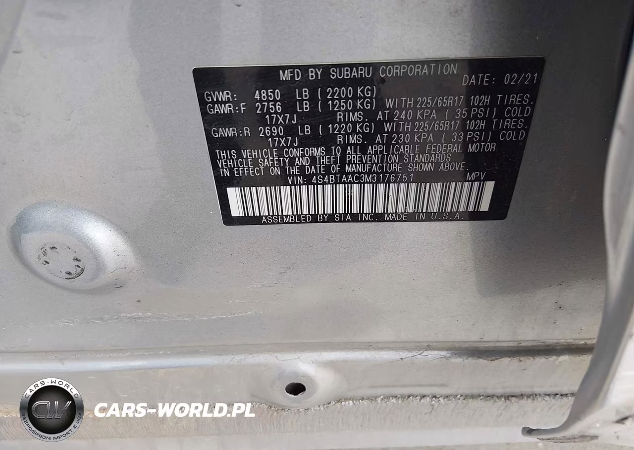 2021 Subaru Outback VIN:4S4BTAAC3M3176751 - 9