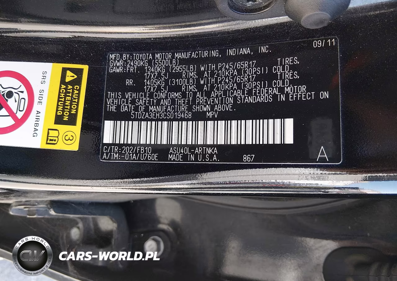2012 Toyota Highlander VIN:5TDZA3EH3CS019468 - 9
