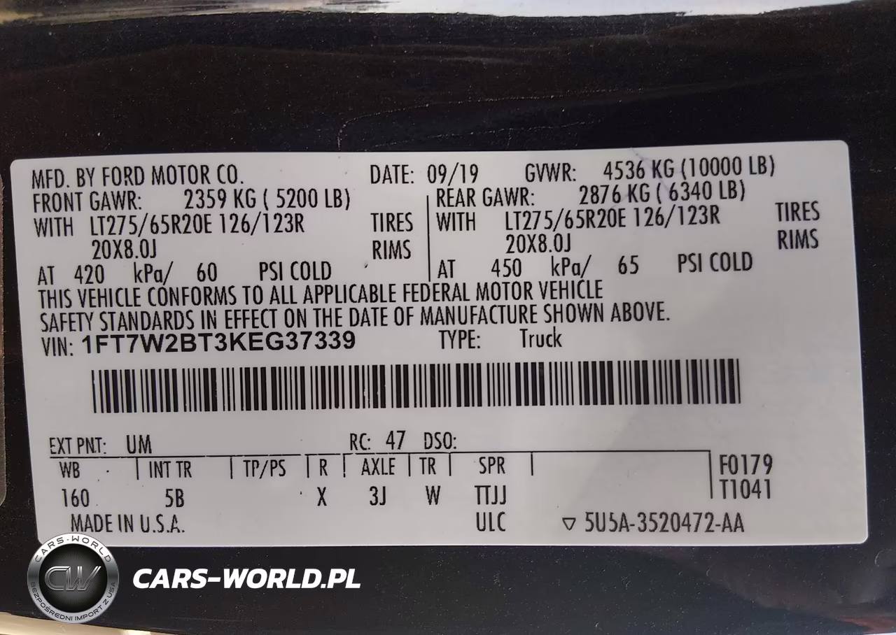 2019 Ford F-250 Lariat VIN:1FT7W2BT3KEG37339 - 9