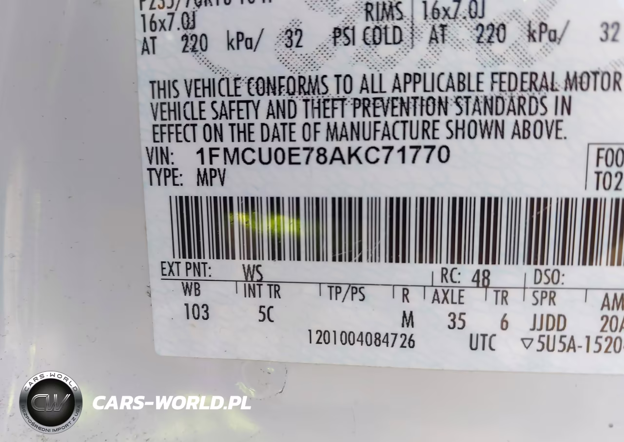 2010 Ford Escape Limited VIN:1FMCU0E78AKC71770 - 9