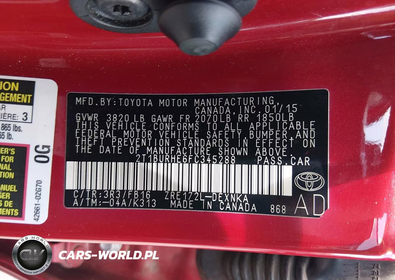 2015 Toyota Corolla Le VIN:2T1BURHE6FC345288 - 9
