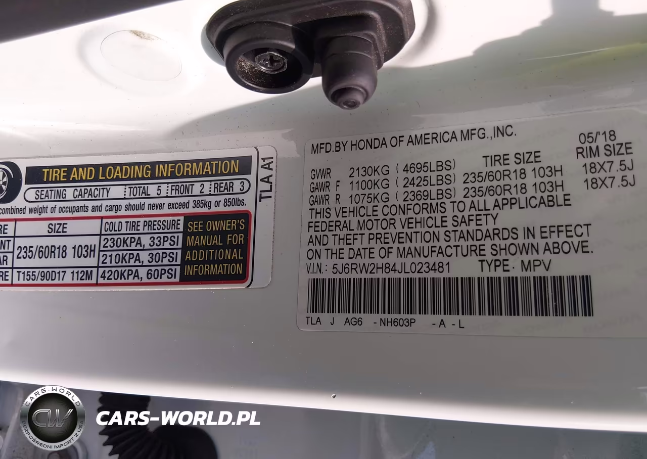 2018 Honda Cr-V Ex-L-Ex-L Navi VIN:5J6RW2H84JL023481 - 9