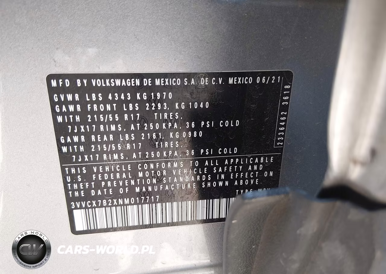 2022 Volkswagen Taos 1.5T S VIN:3VVCX7B2XNM017717 - 9