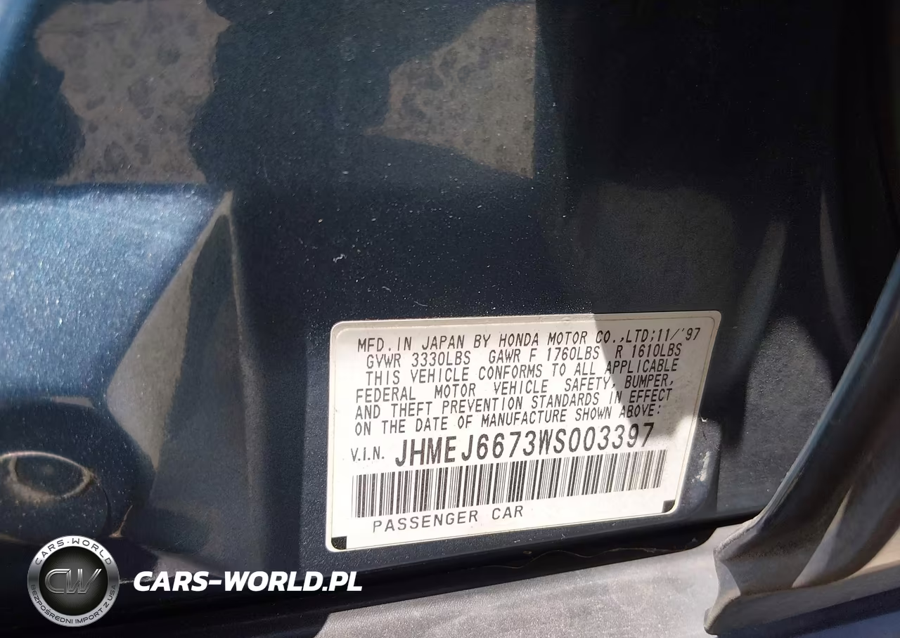 1998 Honda Civic Lx VIN:JHMEJ6673WS003397 - 9