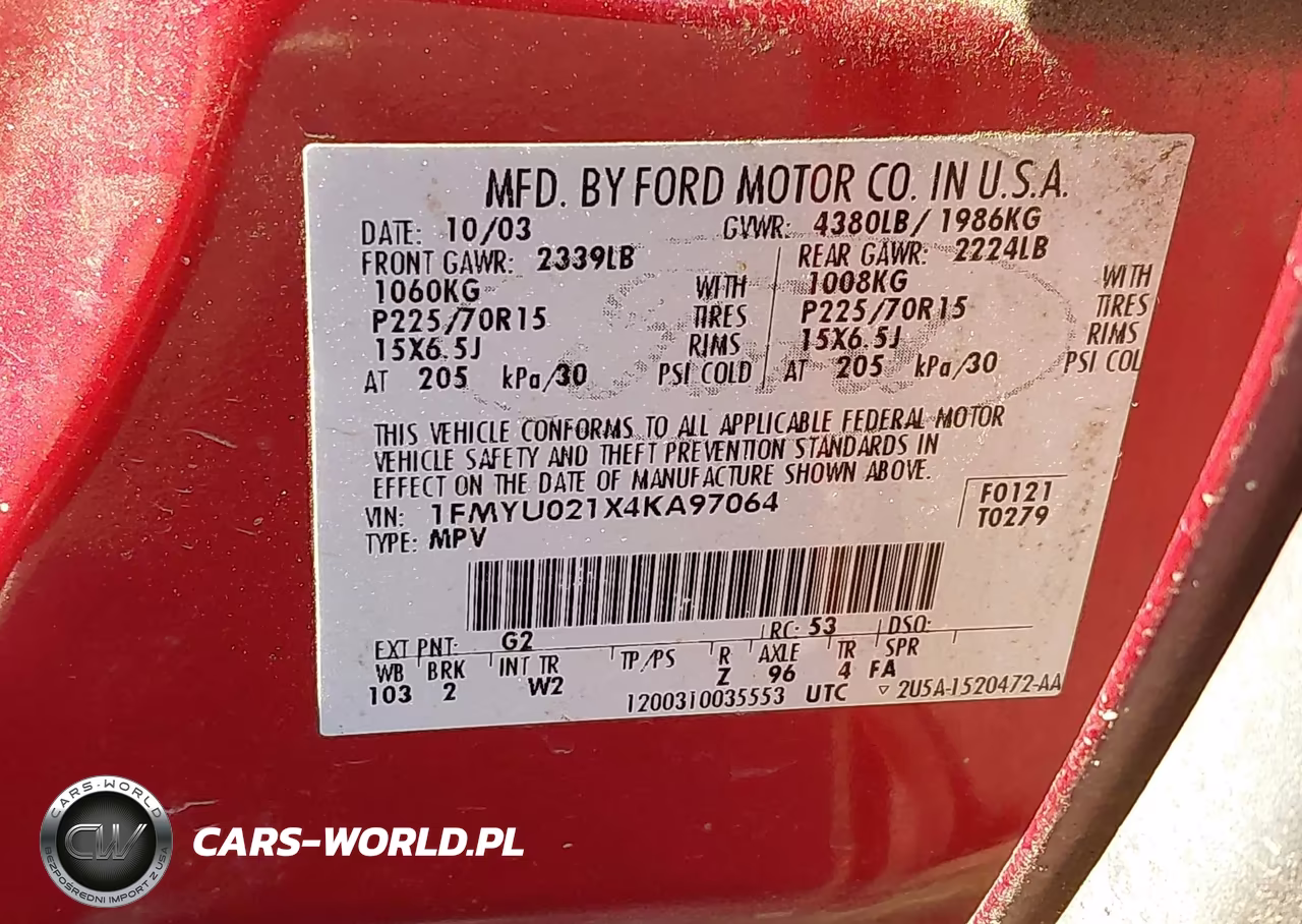 2004 Ford Escape Xls VIN:1FMYU021X4KA97064 - 9
