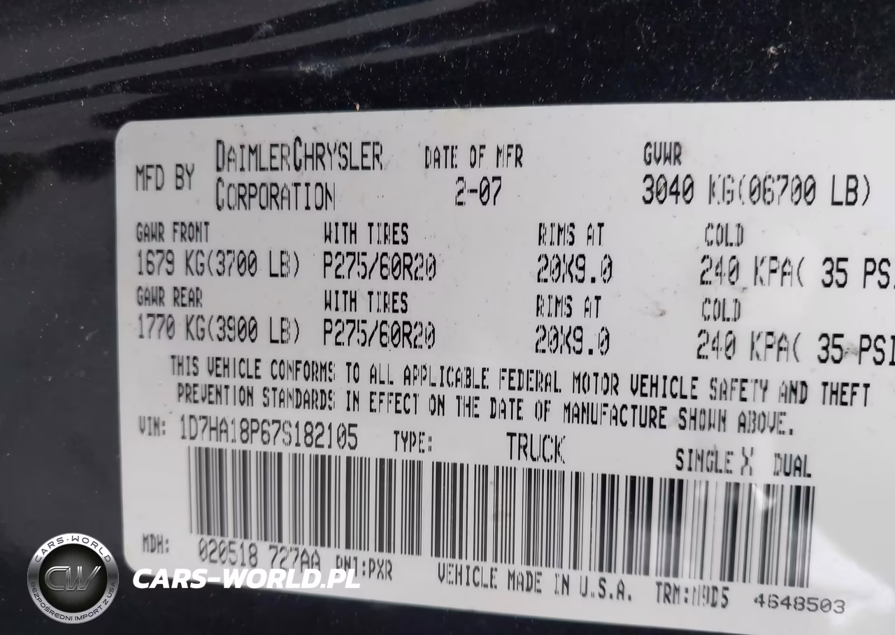 2007 Dodge Ram 1500 Slt VIN:1D7HA18P67S182105 - 9