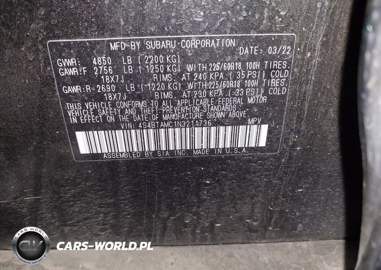 2022 Subaru Outback Limited VIN:4S4BTAMC1N3211736 - 9