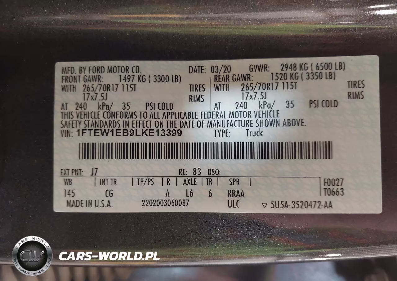 2020 Ford F-150 Xl VIN:1FTEW1EB9LKE13399 - 9