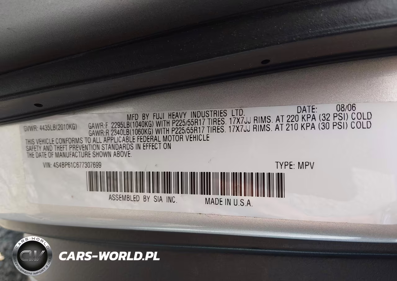 2007 Subaru Outback 2.5I VIN:4S4BP61C677307699 - 9