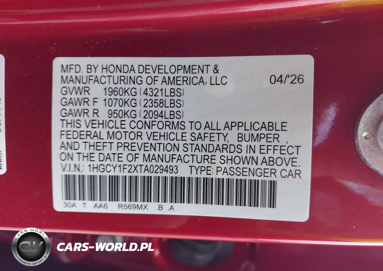 2026 Honda Accord Lx VIN:1HGCY1F2XTA029493 - 9