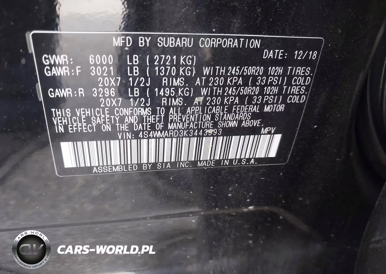 2019 Subaru Ascent Touring VIN:4S4WMARD3K3443993 - 9