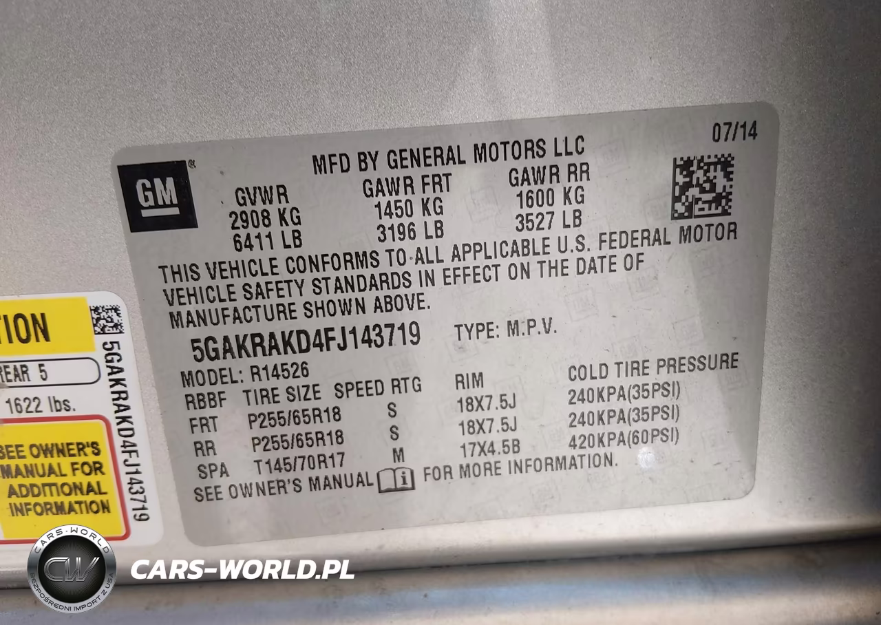2015 Buick Enclave Convenience VIN:5GAKRAKD4FJ143719 - 9