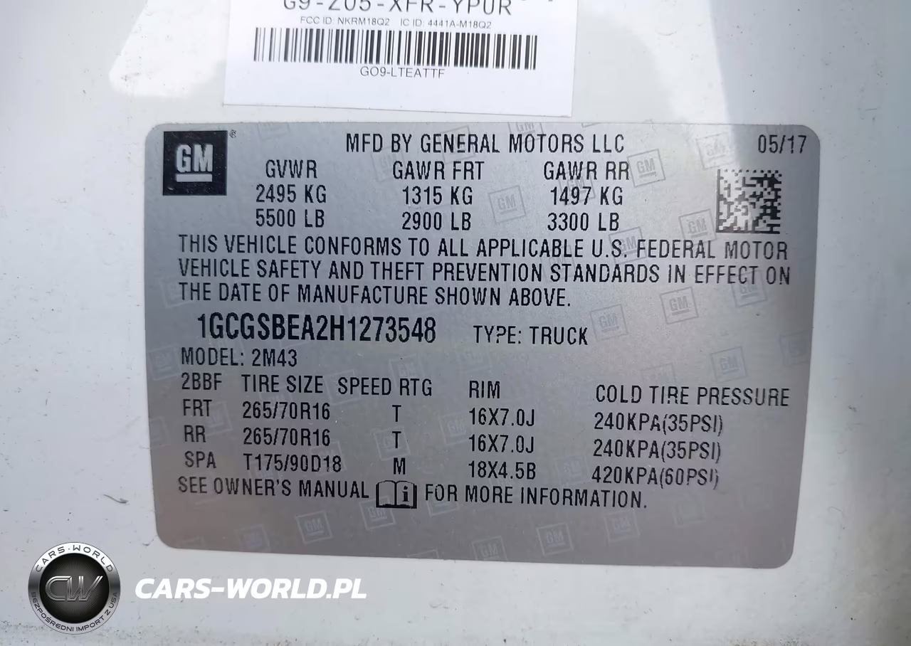 2017 Chevrolet Colorado 2Wd Wt VIN:1GCGSBEA2H1273548 - 9