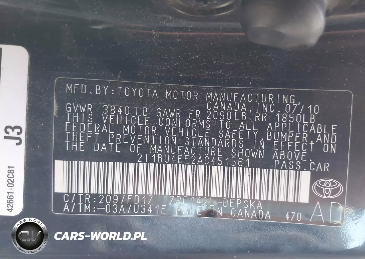 2010 Toyota Corolla S VIN:2T1BU4EE2AC451561 - 9