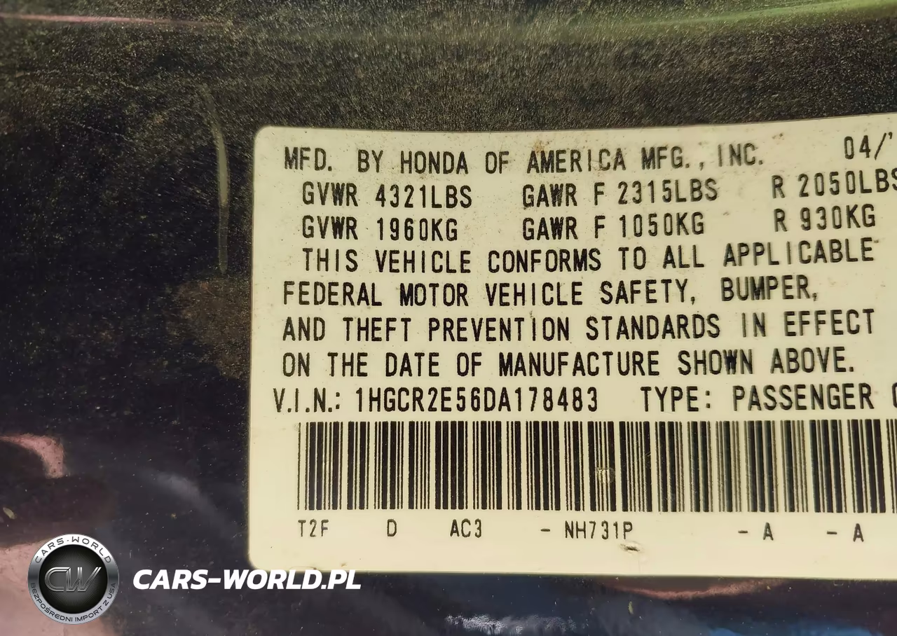 2013 Honda Accord Sport VIN:1HGCR2E56DA178483 - 9