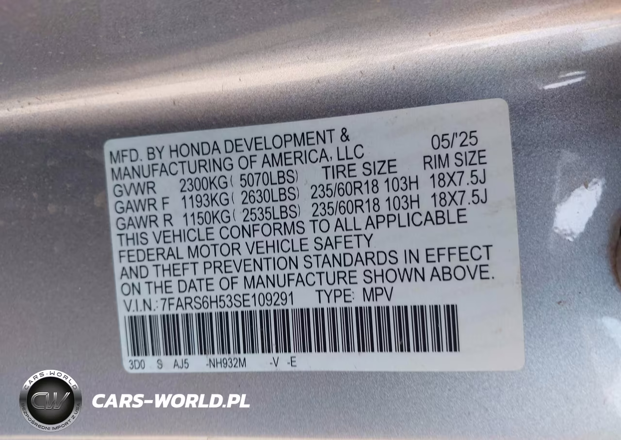 2025 Honda Cr-V Hybrid Sport VIN:7FARS6H53SE109291 - 9