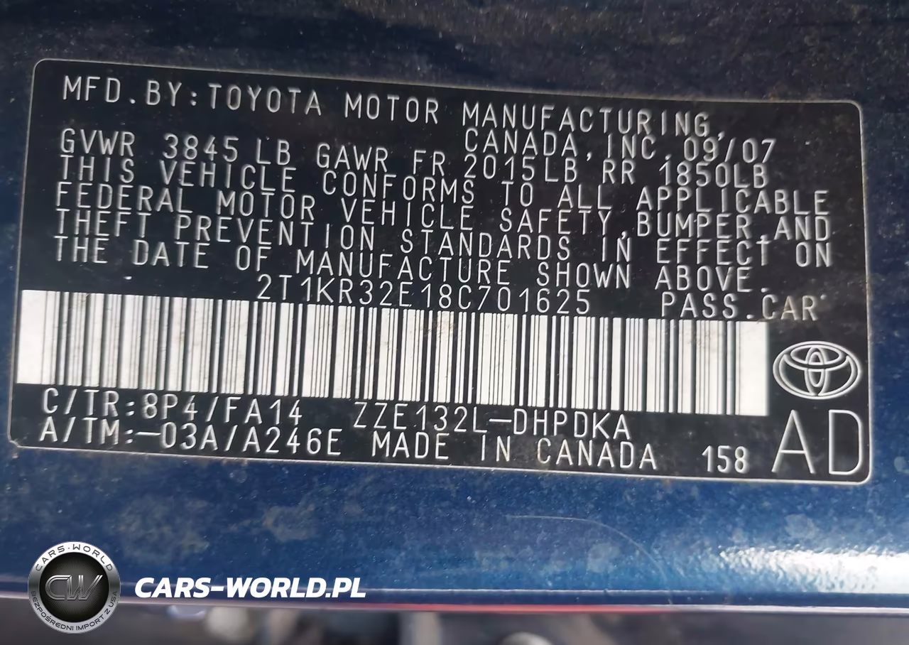 2008 Toyota Matrix Std VIN:2T1KR32E18C701625 - 9