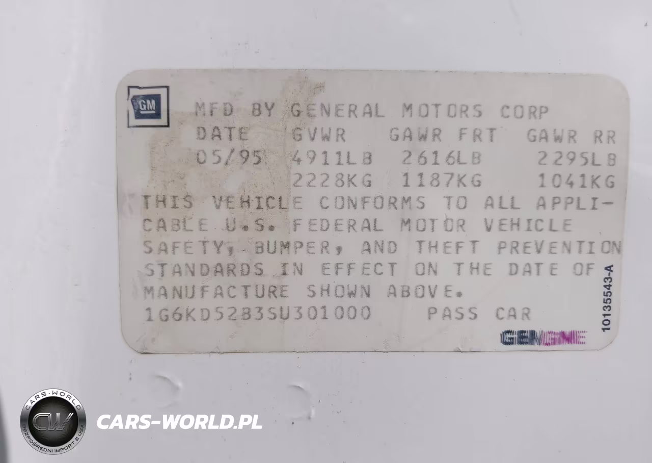 1995 Cadillac Deville VIN:1G6KD52B3SU301000 - 9
