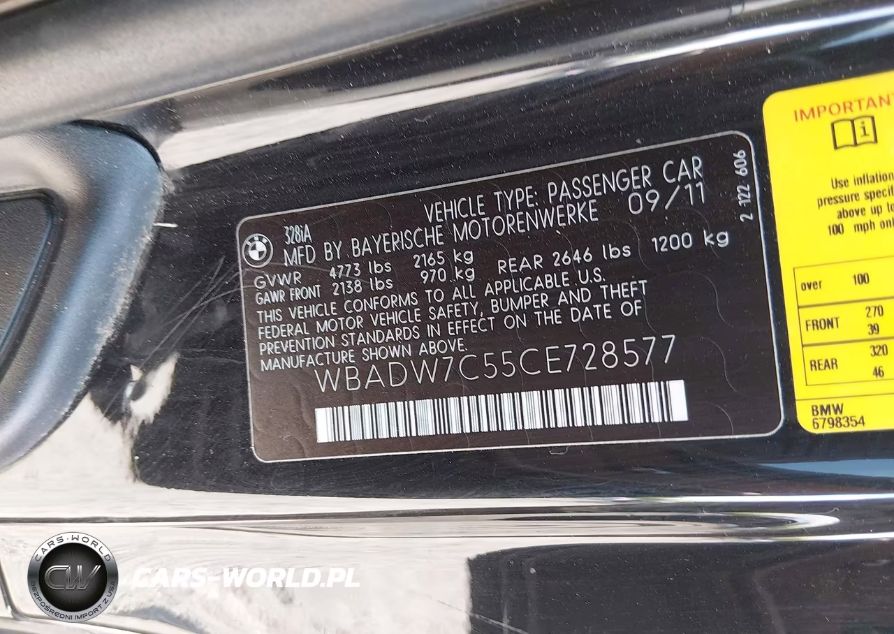 2012 BMW 328I VIN:WBADW7C55CE728577 - 9