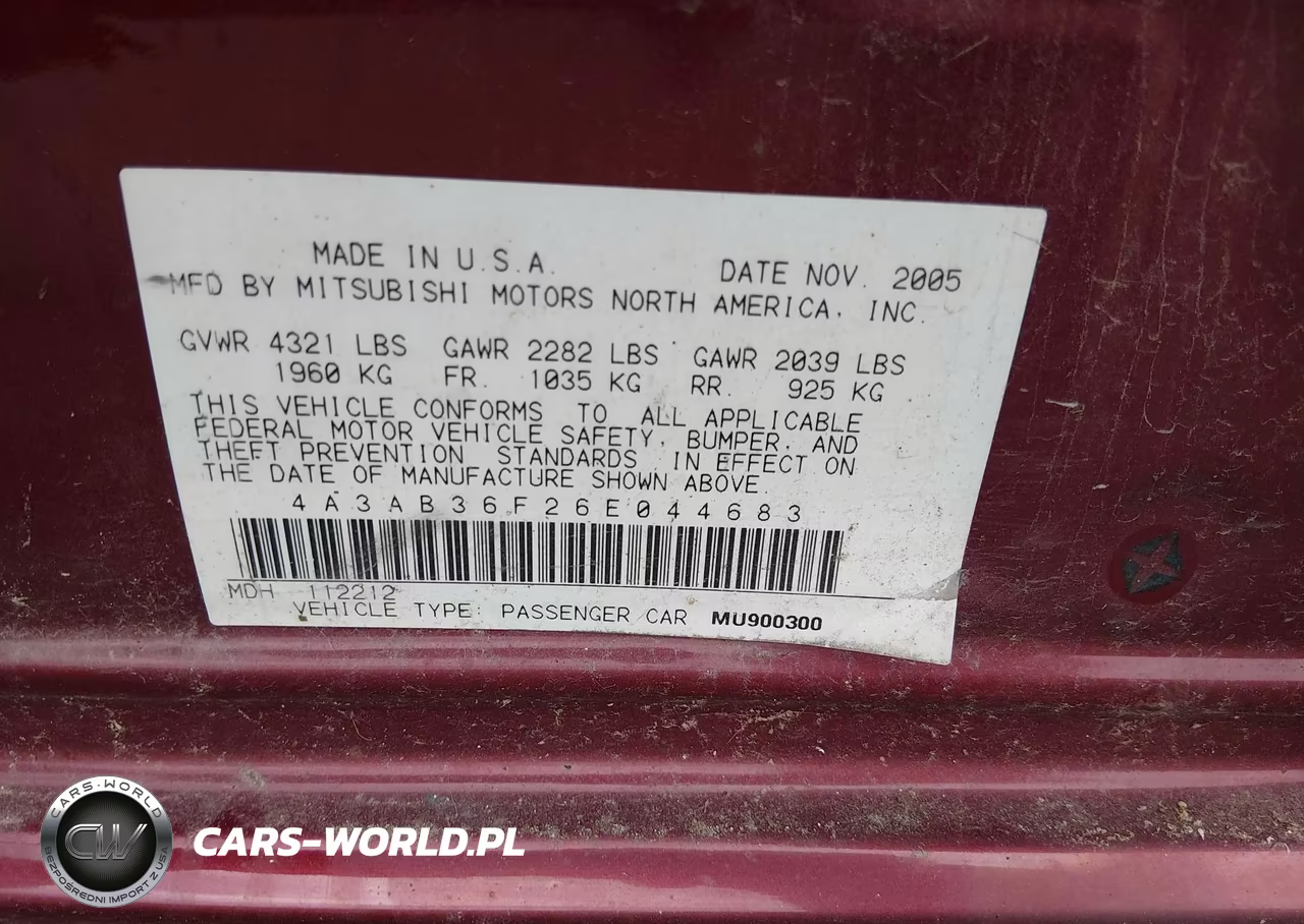 2006 Mitsubishi Galant Es-Se VIN:4A3AB36F26E044683 - 9