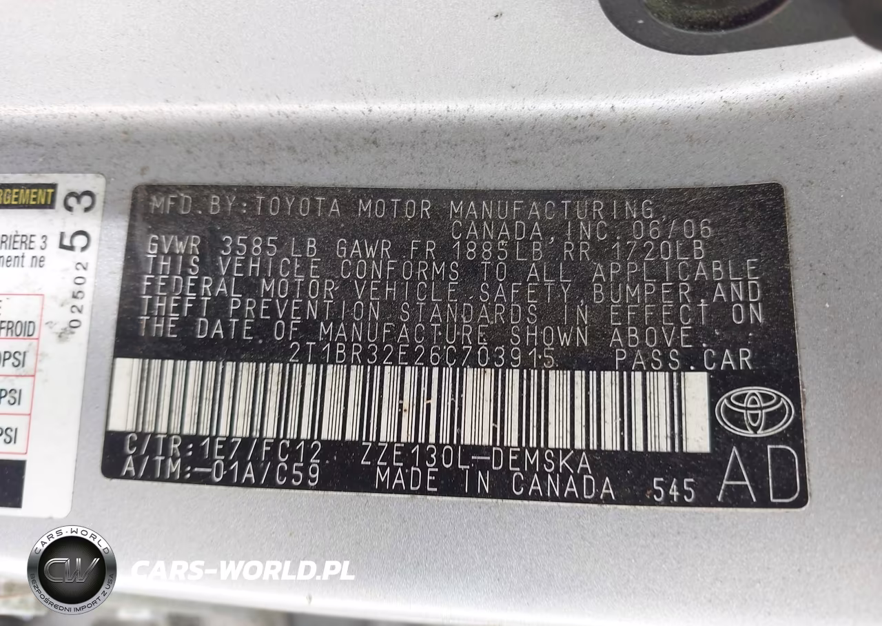 2006 Toyota Corolla S VIN:2T1BR32E26C703915 - 9