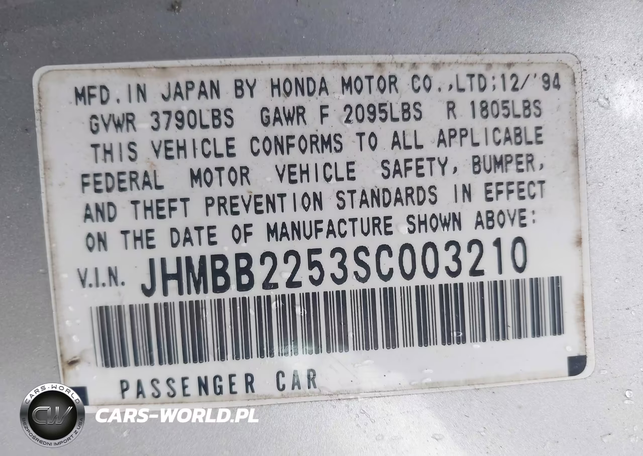 1995 Honda Prelude Si-Sr VIN:JHMBB2253SC003210 - 9