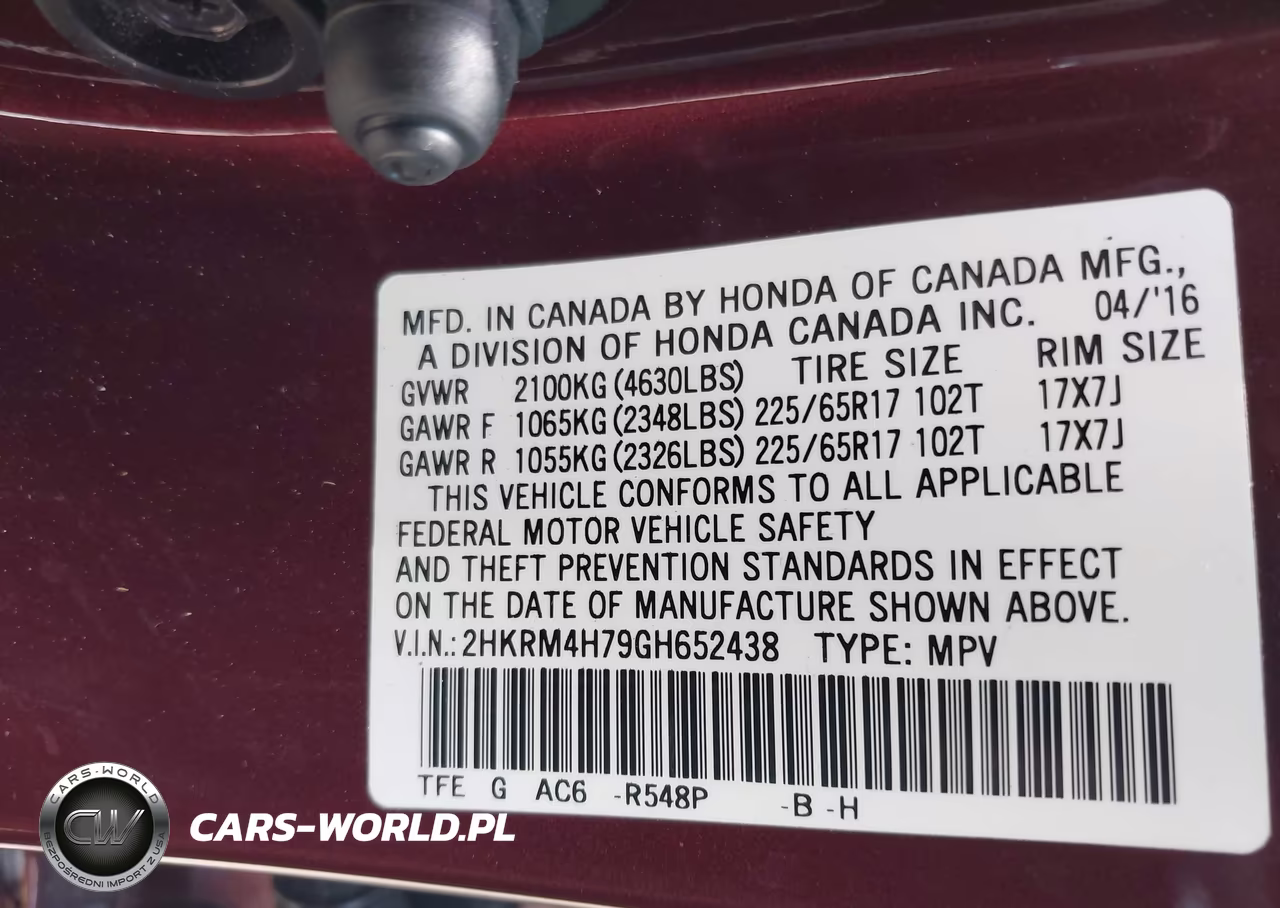 2016 Honda Cr-V Ex-L VIN:2HKRM4H79GH652438 - 9