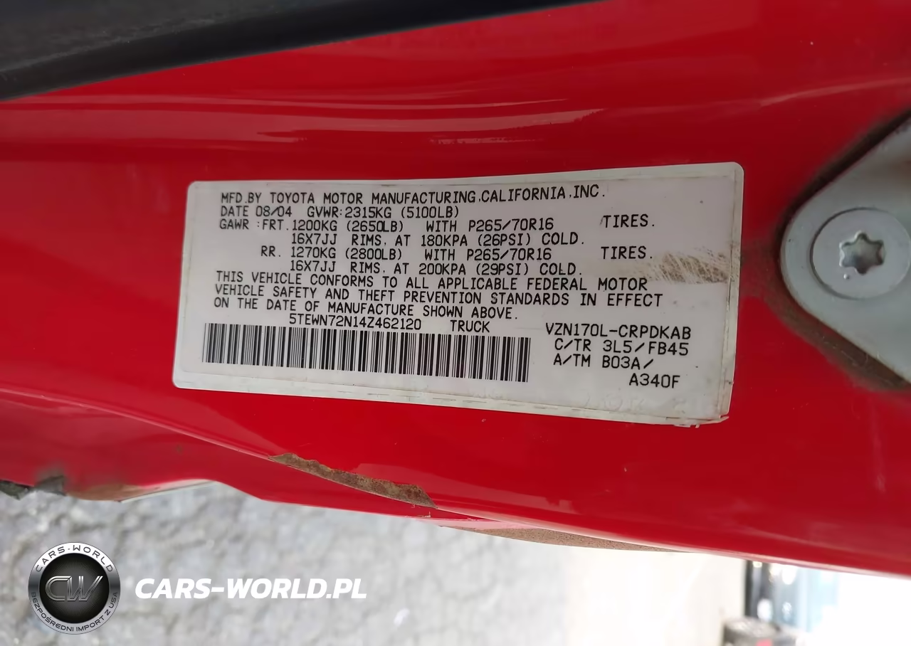 2004 Toyota Tacoma Base V6 VIN:5TEWN72N14Z462120 - 9