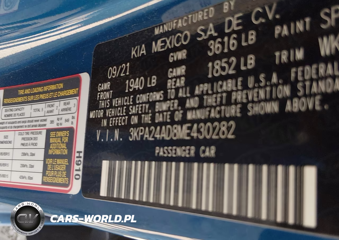 2021 Kia Rio S VIN:3KPA24AD8ME430282 - 9