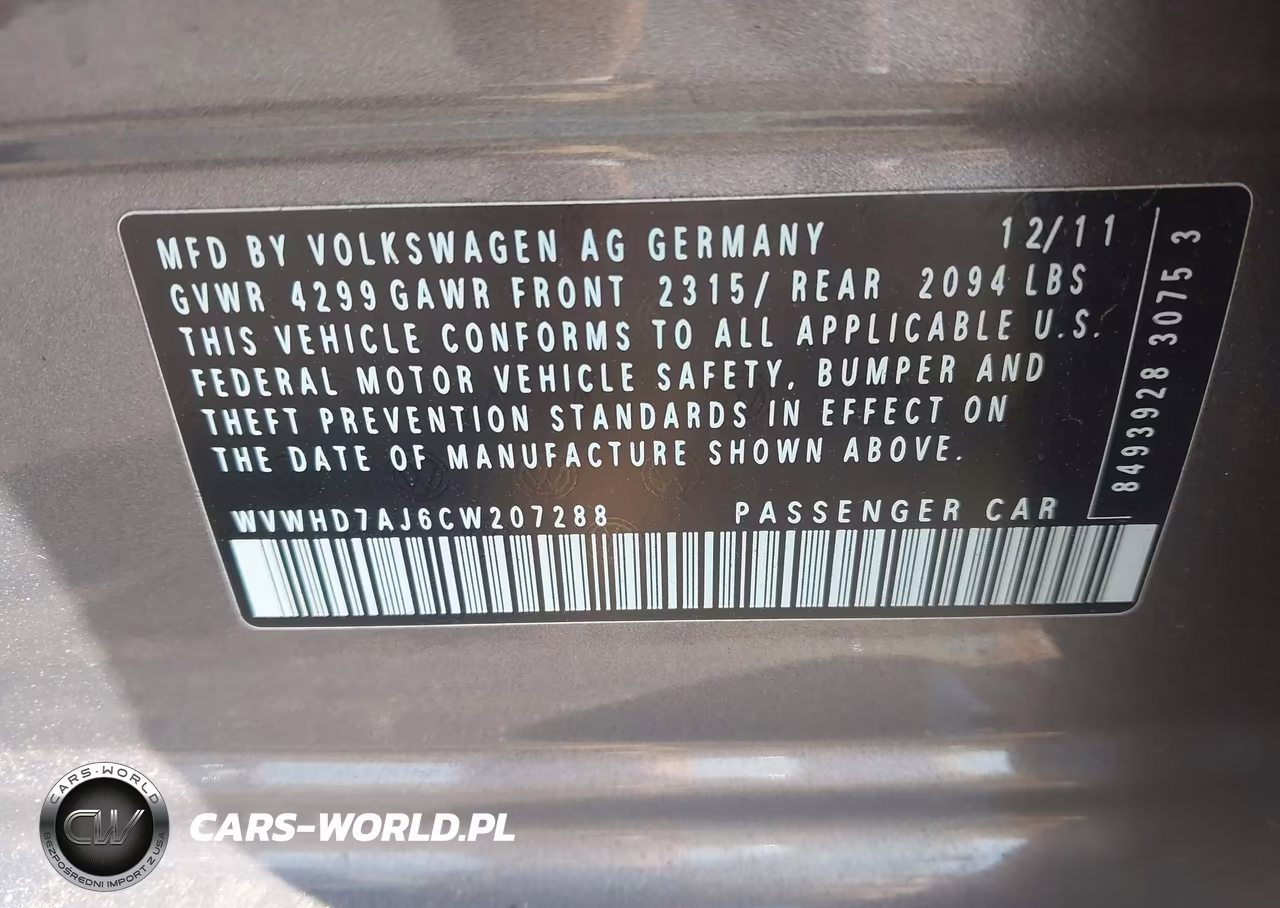 2012 Volkswagen Gti 4-Door VIN:WVWHD7AJ6CW207288 - 9