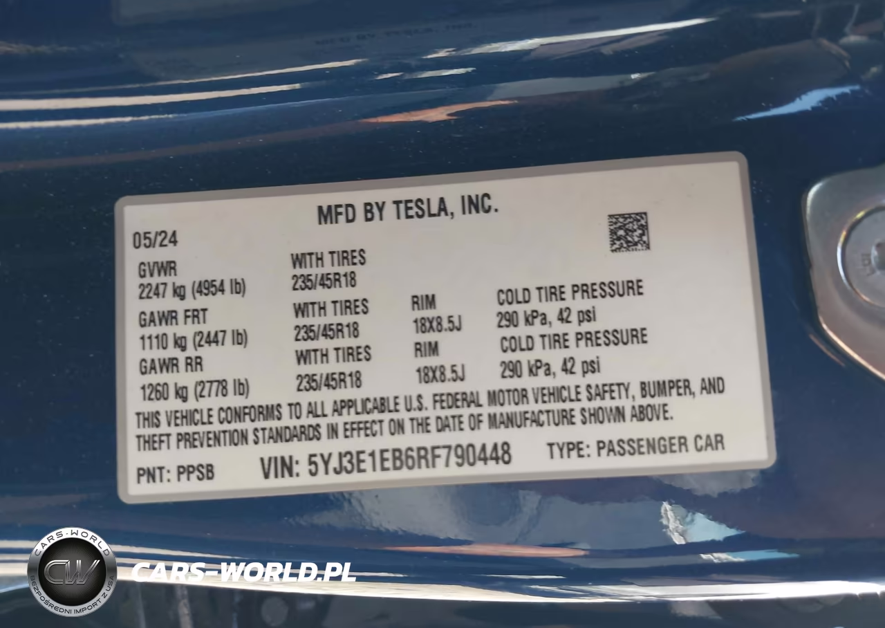 2024 Tesla Model 3 Long Range Dual Motor All-Wheel Drive VIN:5YJ3E1EB6RF790448 - 9