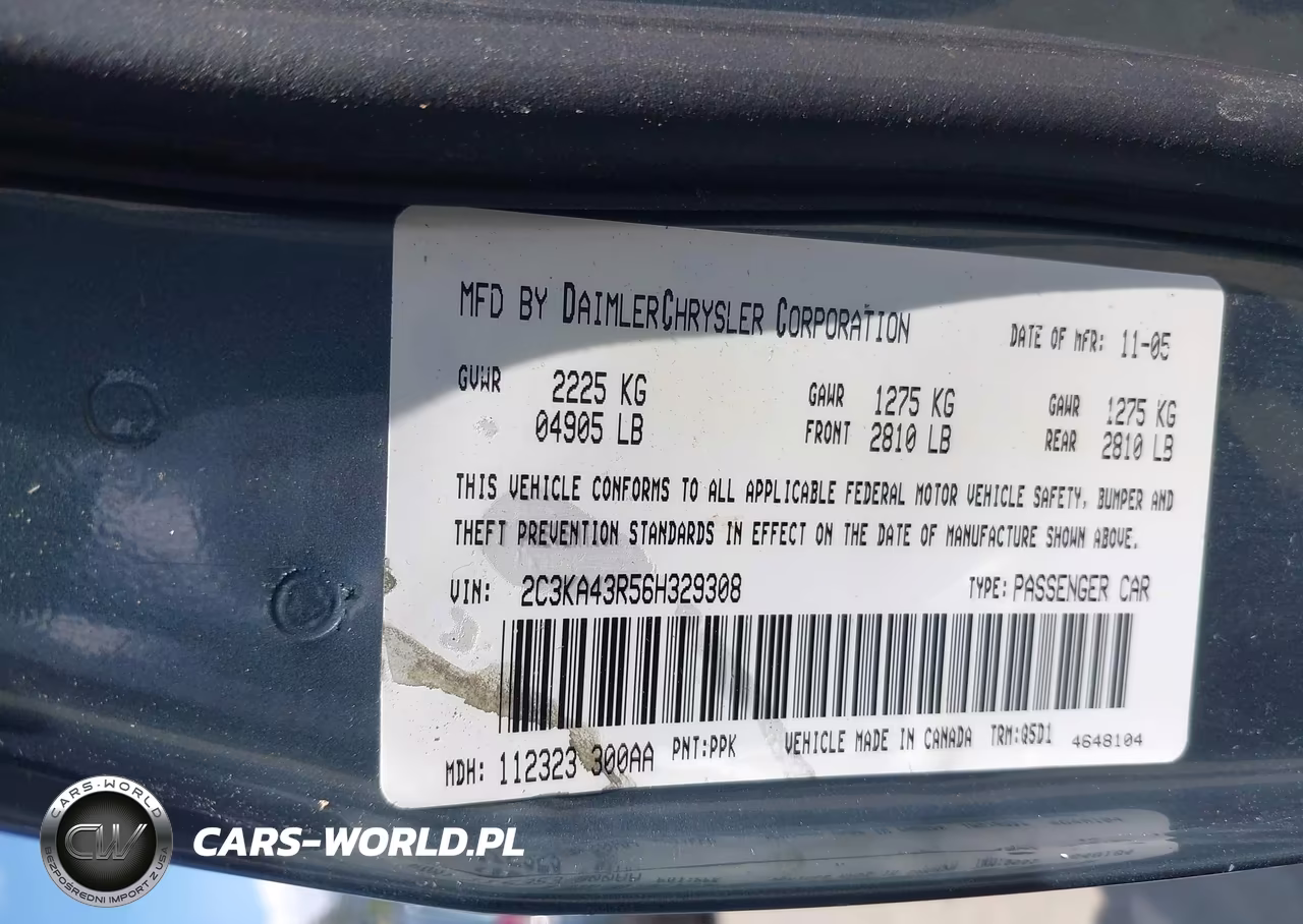 2006 Chrysler 300 VIN:2C3KA43R56H329308 - 9