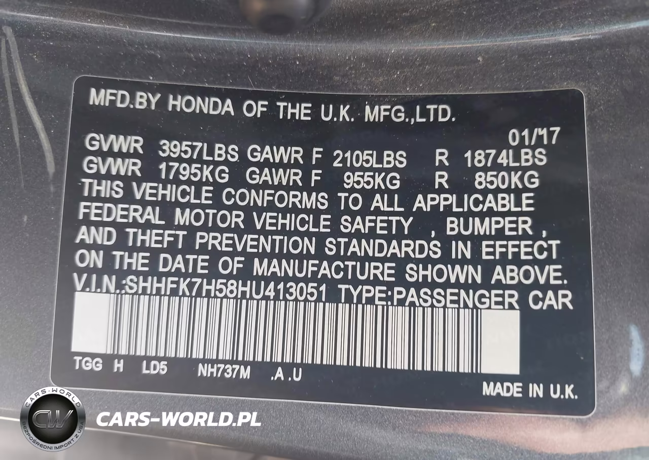 2017 Honda Civic Ex VIN:SHHFK7H58HU413051 - 9