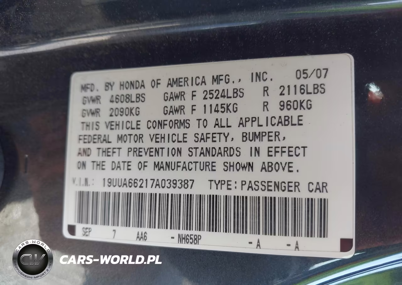 2007 Acura Tl 3.2 VIN:19UUA66217A039387 - 9