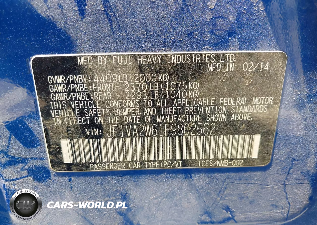 2015 Subaru Wrx Sti Launch Edition VIN:JF1VA2W61F9802562 - 9