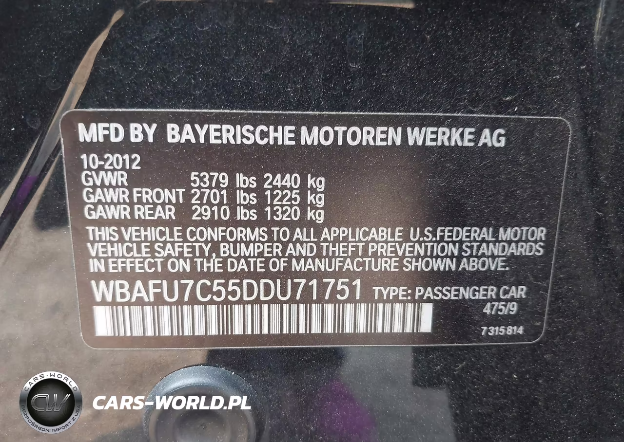2013 BMW 535 Xi VIN:WBAFU7C55DDU71751 - 9