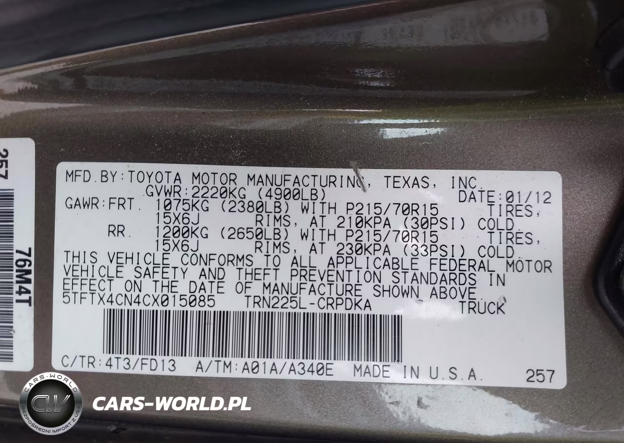 2012 Toyota Tacoma VIN:5TFTX4CN4CX015085 - 9