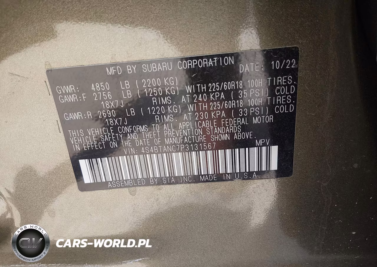 2023 Subaru Outback Limited VIN:4S4BTANC7P3131567 - 9