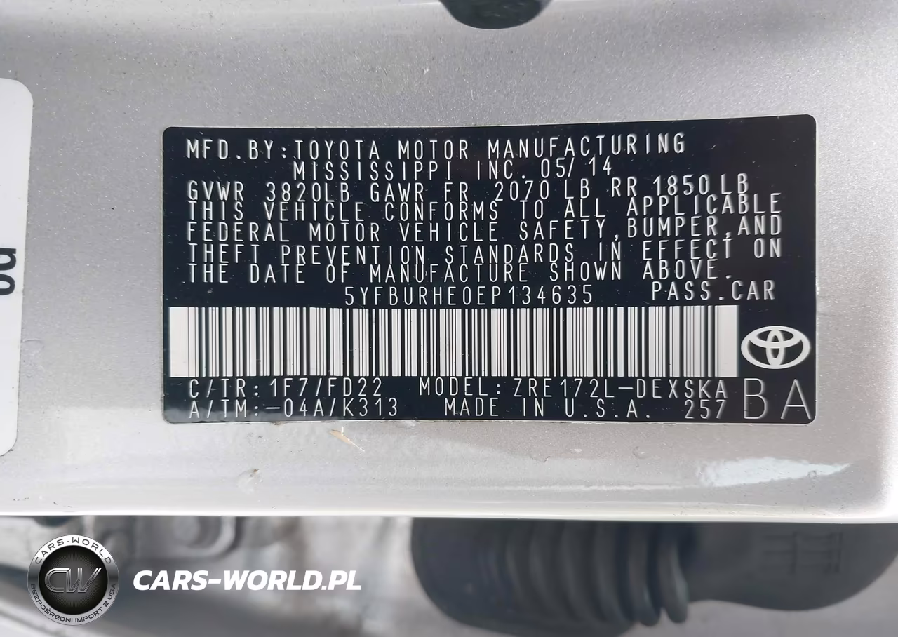 2014 Toyota Corolla S VIN:5YFBURHE0EP134635 - 9