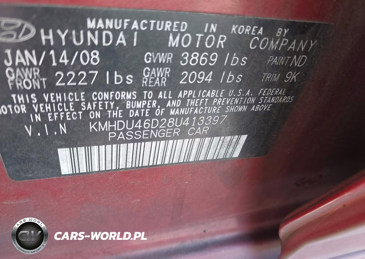 2008 Hyundai Elantra Gls-Se VIN:KMHDU46D28U413397 - 9