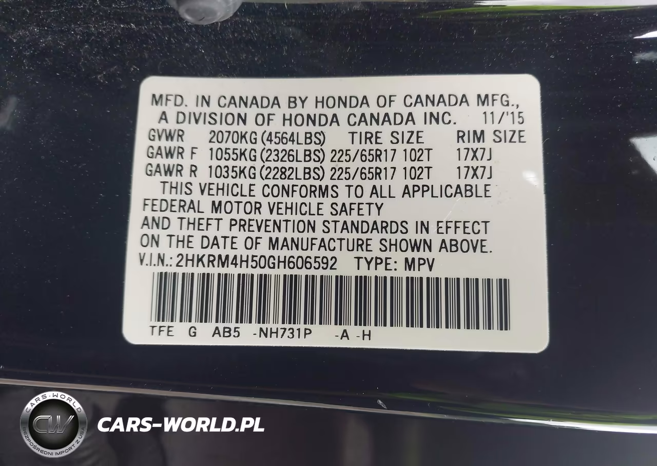 2016 Honda Cr-V Ex VIN:2HKRM4H50GH606592 - 9