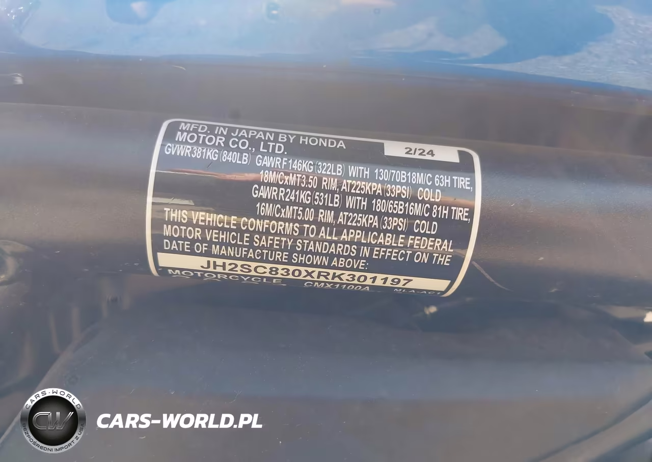 2024 Honda Cmx1100 A VIN:JH2SC830XRK301197 - 10
